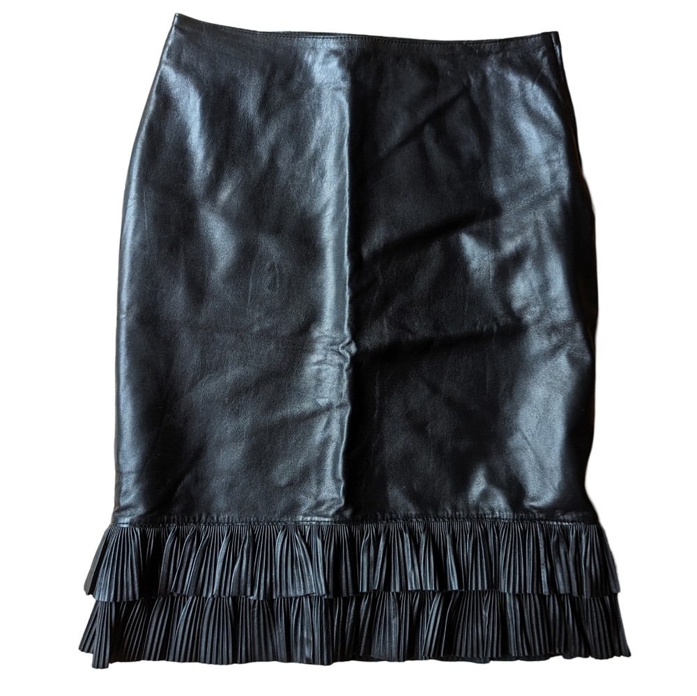 Danier leather pencil skirt with ruffles